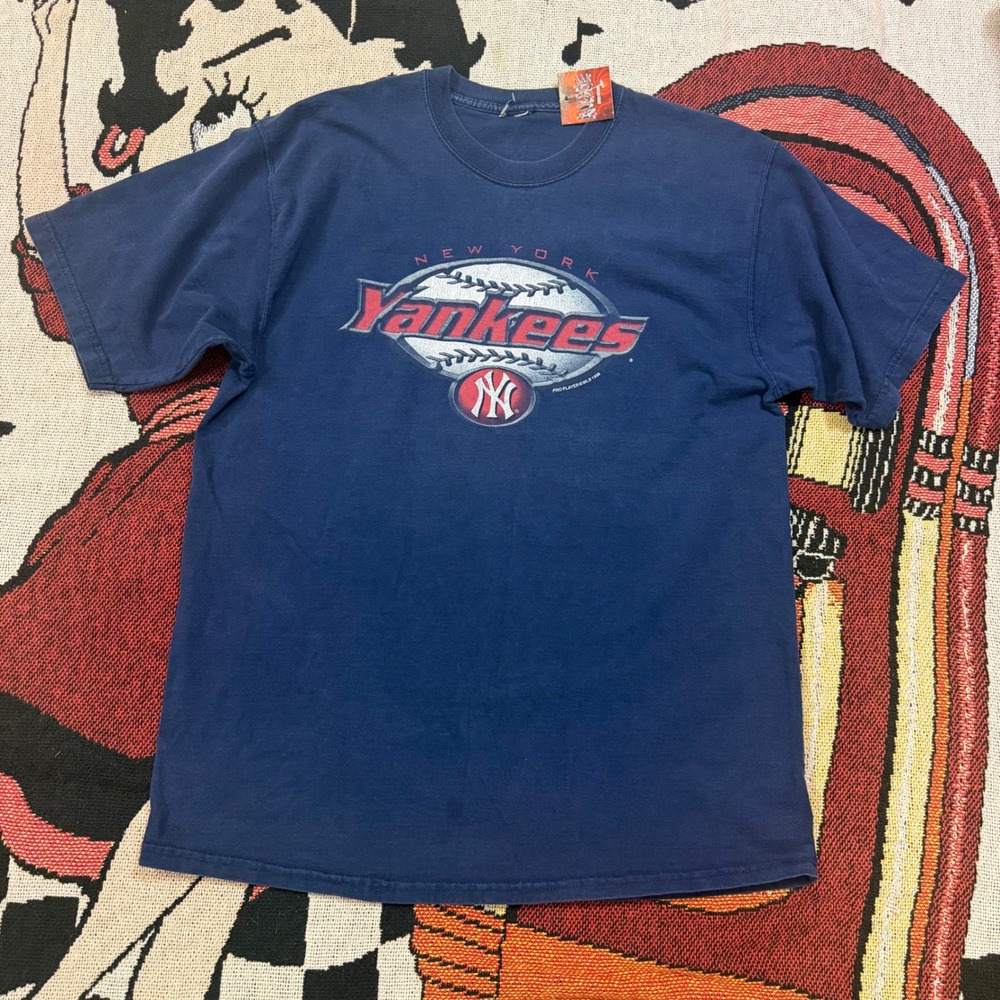 Vintage 1998 New York Yankees Pro Player MLB T-Shirt Navy Blue Mens L Large